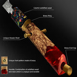 Grandsharp Japanese Damascus Santoku Knife – 10Cr15CoMoV Stainless Steel Chef Knife (Red Handle)