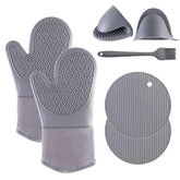 7-Piece Silicone Oven Gloves & Kitchen Set – Heat-Resistant Baking & Grilling Accessories