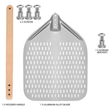 12/14 Inch Aluminum Perforated Pizza Peel β Detachable Handle Baking Paddle