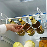 Refrigerator Organizer Rack – Sliding Beer & Wine Bottle Holder Shelf for Fridge Storage
