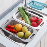 Over The Sink Colander Strainer Basket – Extendable Stainless Steel Fruit & Vegetable Drainer