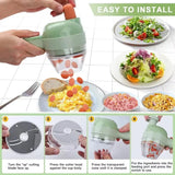 4-in-1 Cordless Electric Garlic Mincer & Vegetable Cutter – Handheld Food Chopper & Slicer