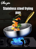 316 Stainless Steel Frying Pan Wok – Non-Stick Honeycomb Cookware for Gas & Induction