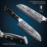 TURWHO 7" Japanese Santoku Knife 67-Layer Damascus Steel Professional Chef Knife