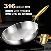 316 Stainless Steel Frying Pan Wok 28cm – Uncoated Non-Stick Cookware for Gas & Induction