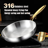 316 Stainless Steel Frying Pan Wok 28cm – Uncoated Non-Stick Cookware for Gas & Induction