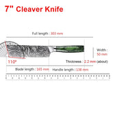 Laser Damascus Pattern Stainless Steel Kitchen Knife for Meat, Vegetables, Bread & Fruit