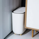Narrow Press Ring Trash Can with Lid – Slim Garbage Bin for Bathroom Gaps & Waste Classification