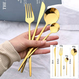 Black Handle Golden Cutlery Set – 24Pcs Stainless Steel Knife, Fork & Spoon Dinnerware