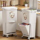 42L/45L Double-Layer Sorting Garbage Can – Kitchen Trash Bin with Lid, Press Type, Dry & Wet Separation