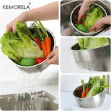 Stainless Steel Rice Washing Bowl – Slanted Drainage Colander for Rice, Vegetables & Fruits