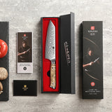 XINZUO Damascus Steel Bunka Chef Knife 5.8-Inch – 67-Layer Super Steel with Sycamore Wood Handle