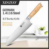 XINZUO 8.3" Bunka Knife – German 1.4116 Steel Super Sharp Kitchen Knife with Olive Wood Handle