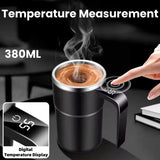 380ML Electric Self-Stirring Coffee Mug – Rechargeable Magnetic Mixing Cup with Temperature Display (IP67 Waterproof, BPA-Free)