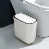 Narrow Press Ring Trash Can with Lid – Slim Garbage Bin for Bathroom Gaps & Waste Classification