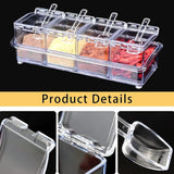 4-Piece Clear Kitchen Seasoning Box – Acrylic Condiment Storage Container with Cover & Spoon