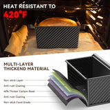 Rectangle Pullman Loaf Pan with Lid – 1lb Non-Stick Carbon Steel Bread Baking Pan