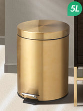 Modern 5L Stainless Steel Champagne Dust Bin – Silent Foot Pedal Trash Can for Bathroom & Kitchen