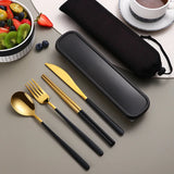 304 Portable Stainless Steel Tableware Set – Travel Cutlery with Storage Box