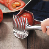 Stainless Steel Handheld Lemon & Tomato Slicer – Fruit and Onion Cutting Clip