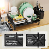 Kitchen Dish Draining Rack – Countertop Storage Rack with Cutlery & Cup Holder