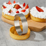 Perforated Stainless Steel Tart Rings – 6PCS/12PCS Round Cake & French Dessert Molds