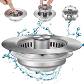 Stainless Steel Pop-Up Sink Strainer – Anti-Clog Drain Stopper & Odor Filter