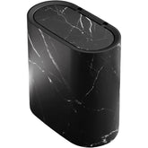 Bathroom Trash Can with Lid – Plastic Marble & Wood Pattern Wastebasket for Home, School & Office