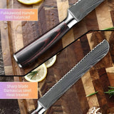 8" Professional Bread Knife Serrated Stainless Steel Blade with Wooden Handle