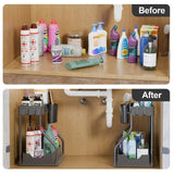2-Tier Pull-Out Storage Organizer – Space-Saving Drawer Shelf for Kitchen & Bathroom