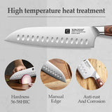 XINZUO 7.2" Santoku Knife – German 1.4116 Stainless Steel Chef Knife with Pakka Wood Handle