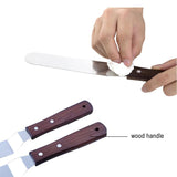 Stainless Steel Cake Spatula & Icing Knife β Wooden Handle Smoother (4/6/8/10 Inch)