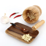 Leeseph Bamboo Mortar and Pestle Set – Garlic Grinder, Herb & Spice Masher