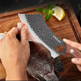 WXCOO Hand-Forged Chef Knife – 5Cr15MoV Stainless Steel BBQ & Kitchen Cleaver with Wooden Handle