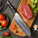 TURWHO 7" Japanese Santoku Knife 67-Layer Damascus Steel Professional Chef Knife