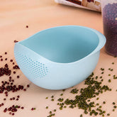 Colander Rice Bowl Drain Basket with Handle – Fruit & Vegetable Washing Organizer