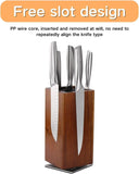 Universal Magnetic Knife Block – 360° Rotatable Wooden Knife Holder for Kitchen