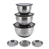 Stainless Steel Mixing Bowls with Lids & Graters – Kitchen Storage Set