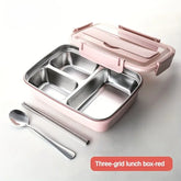 Easy-Clean Stainless Steel Bento Container – Leak-Proof Lunch Box for Students & Office Workers (3/4 Compartments)