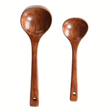 Non-Stick Wooden Cooking Spoon – Solid Anti-Scalding Soup Ladle for Daily Cooking