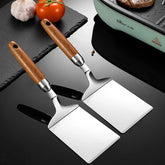 Stainless Steel Square Head Steak Spatula – Wooden Handle BBQ & Cooking Turner