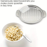 Stainless Steel Spaetzle Maker Lid with Scraper – Traditional German Egg Noodle Maker