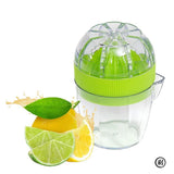 Plastic Lemon Squeezer with Lid – Manual Citrus Juicer Cup with Pour Spout