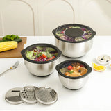 Stainless Steel Mixing Bowls with Lids & Graters – Kitchen Storage Set