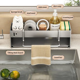 Stainless Steel Kitchen Sponge & Rag Rack – Multi-Functional Sink Drain Shelf for Scouring Pads and Steel Balls