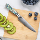 VG10 Damascus Utility Knife – Abalone Shell Handle, Super-Sharp Multi-Purpose Chef Knife