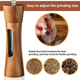 Manual Salt & Pepper Grinder – Solid Wood Adjustable Coarseness Large Capacity Spice Mill