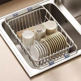 Stainless Steel Telescopic Sink Drain Rack – Non-Slip Dish Drying & Countertop Organizer
