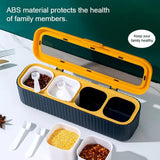 Thickened 4-in-1 Seasoning Box Set – Multifunctional Food-Grade Storage Container with 4 Pots & Spoons