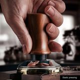 51mm / 53mm / 58mm Beech Wood Espresso Coffee Tamper – Spring Loaded Balanced Force Barista Tool